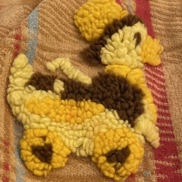 Baby Pepperell Vintage Tufted Brown Plaid Crib Blanket Yellow Duck Fringe 26x35 - Picture 12 of 12